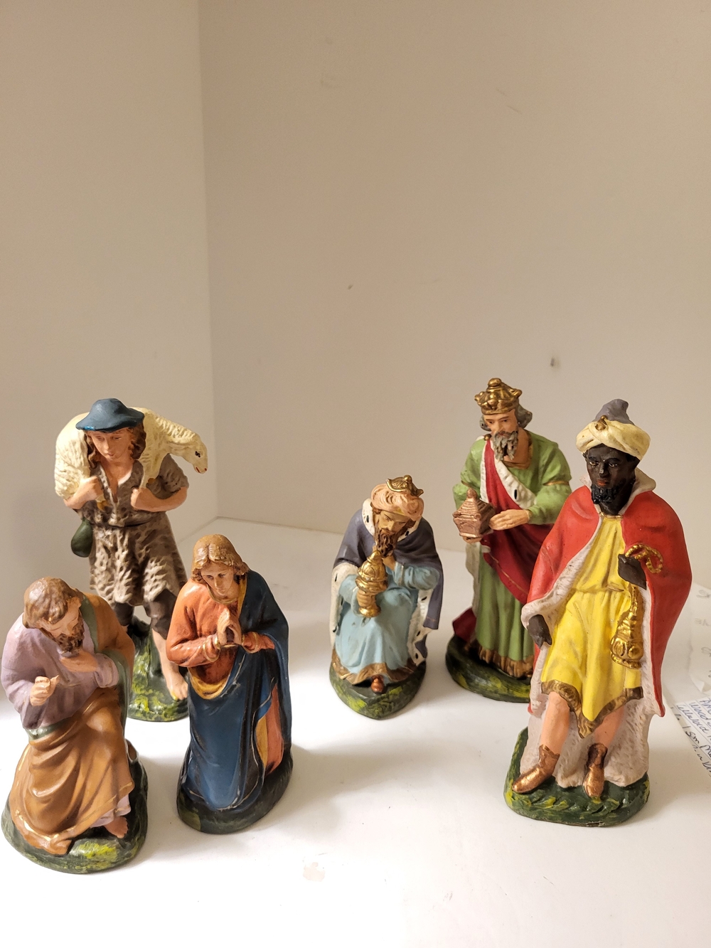 1950s Italian Composition Nativity Figures Lot Of 6 6" Scale